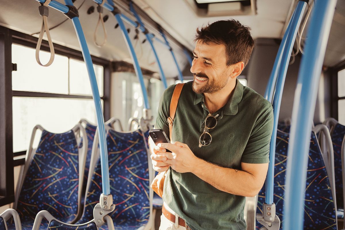 Image of a man inside the bus.
