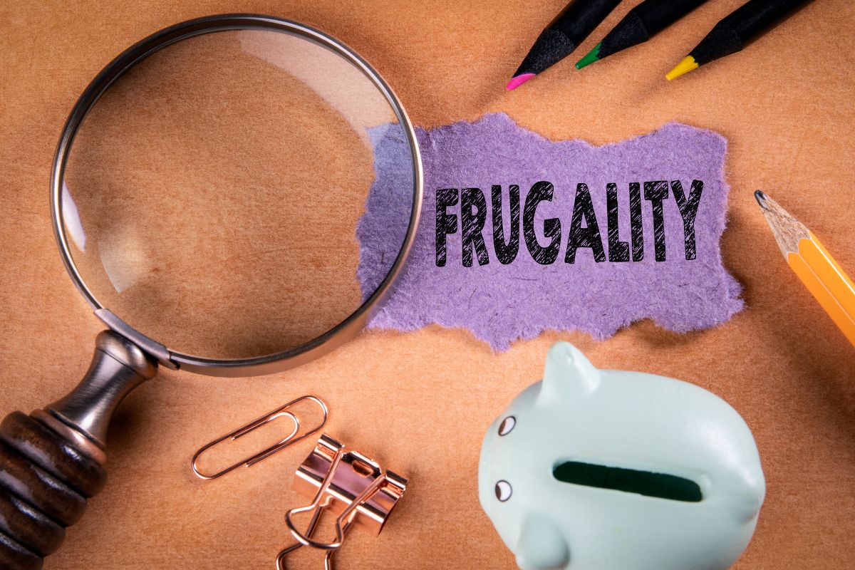 Image of a paper with frugality wording.