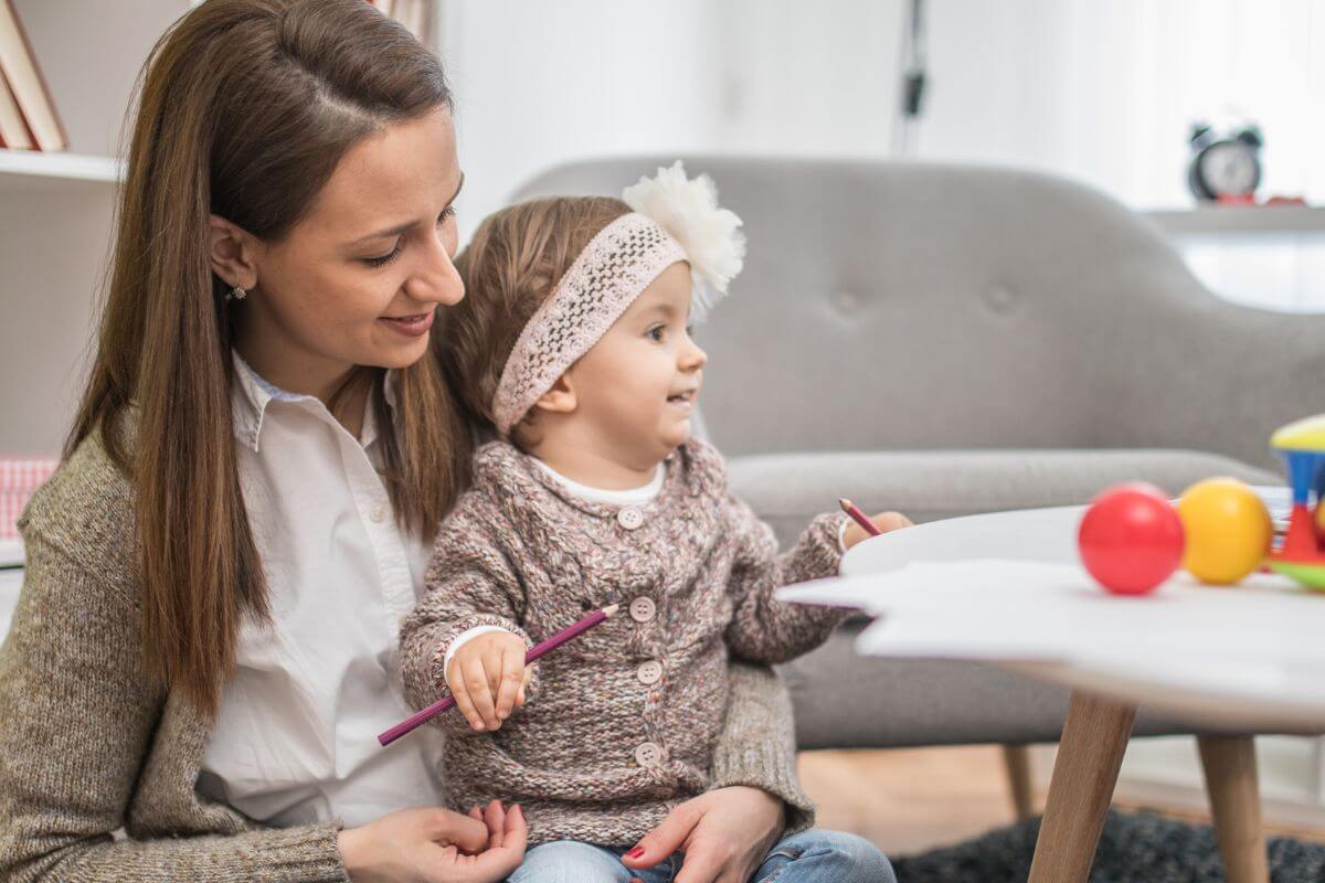 The image shows a girl babysitting a baby with toys on the table which means swapping services or skills with friends to save cash for debt payments and build community support.