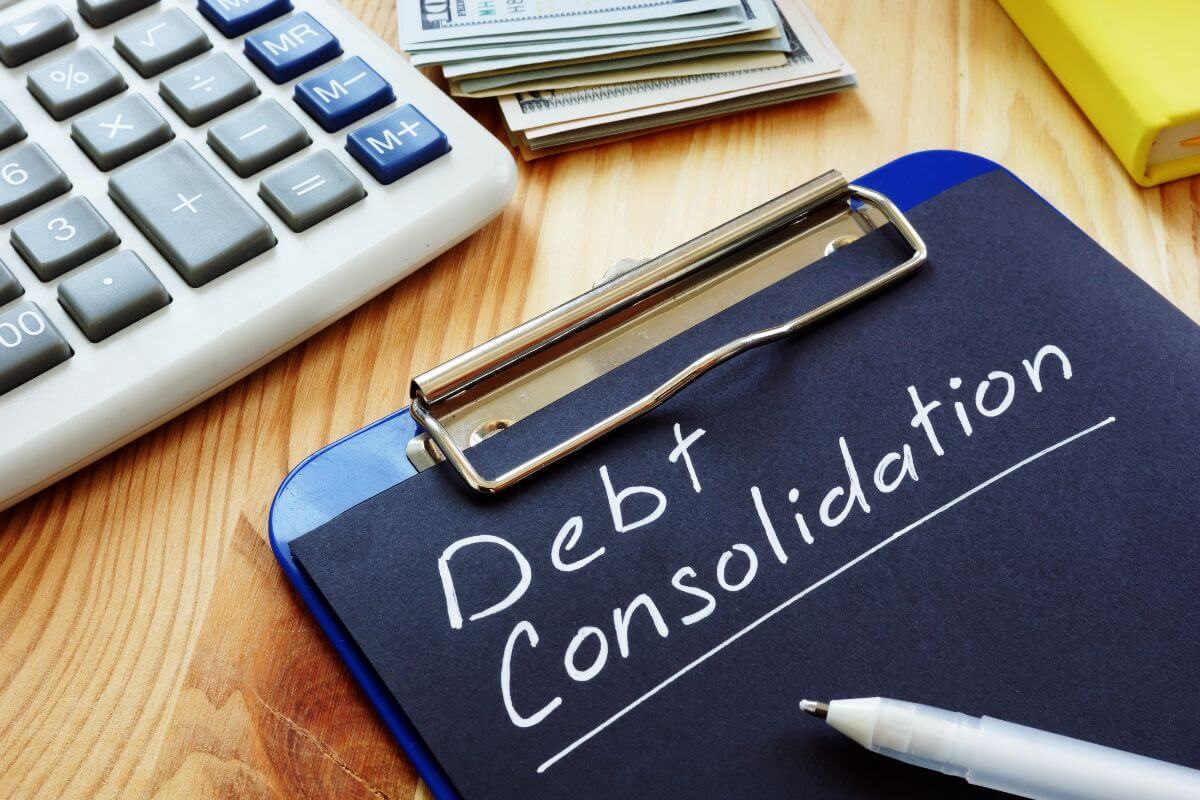 The picture shows a calculator, dollar bills, a notebook, a pen, and a clipboard with notes referring to the use of balance transfer offers to make it easier to focus on paying off the principal instead of spending so much on interest.