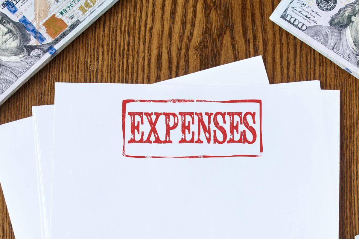 The picture shows dollar bills and papers with a note referring to prioritizing essential expenses that keep you financially secure.