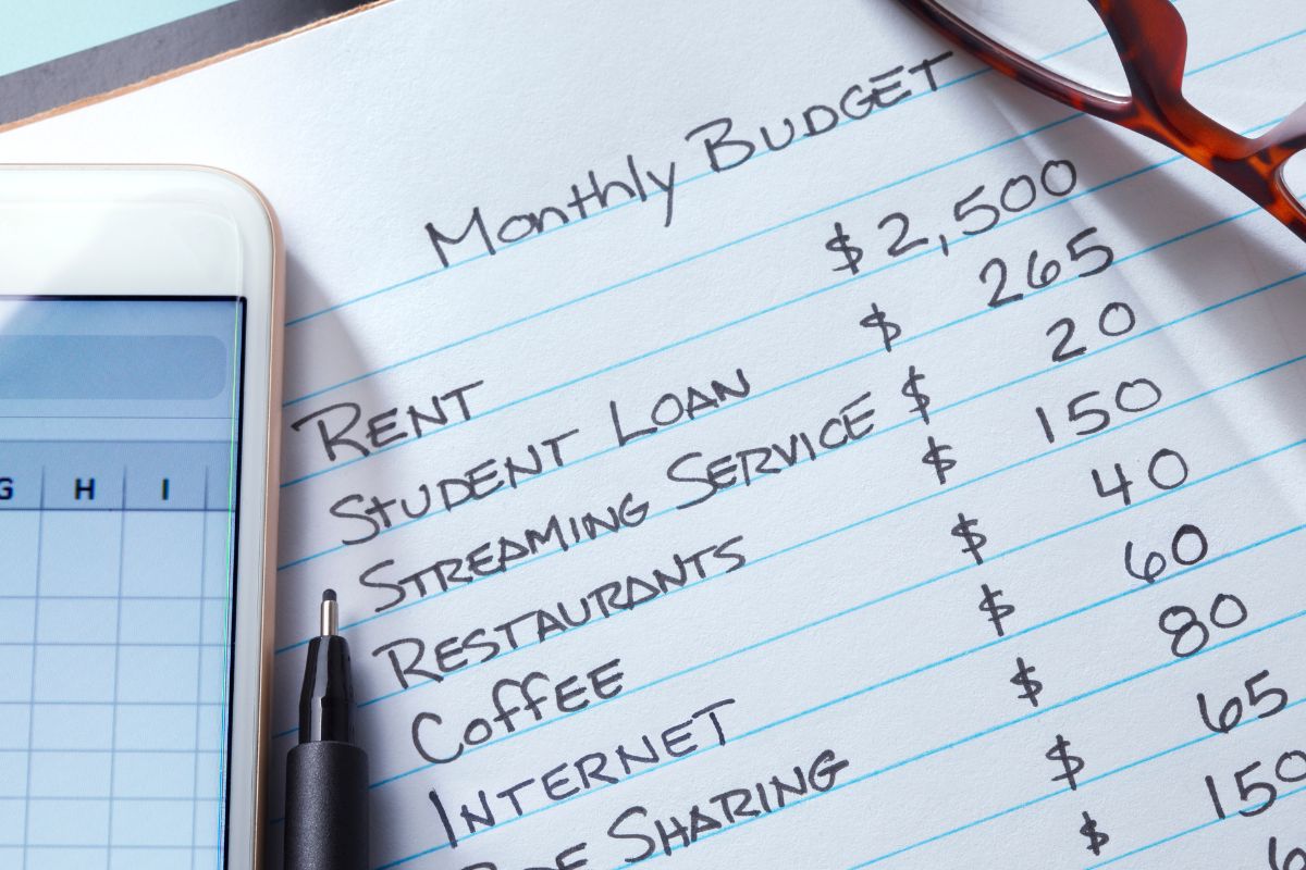 Picture of a monthly budget.