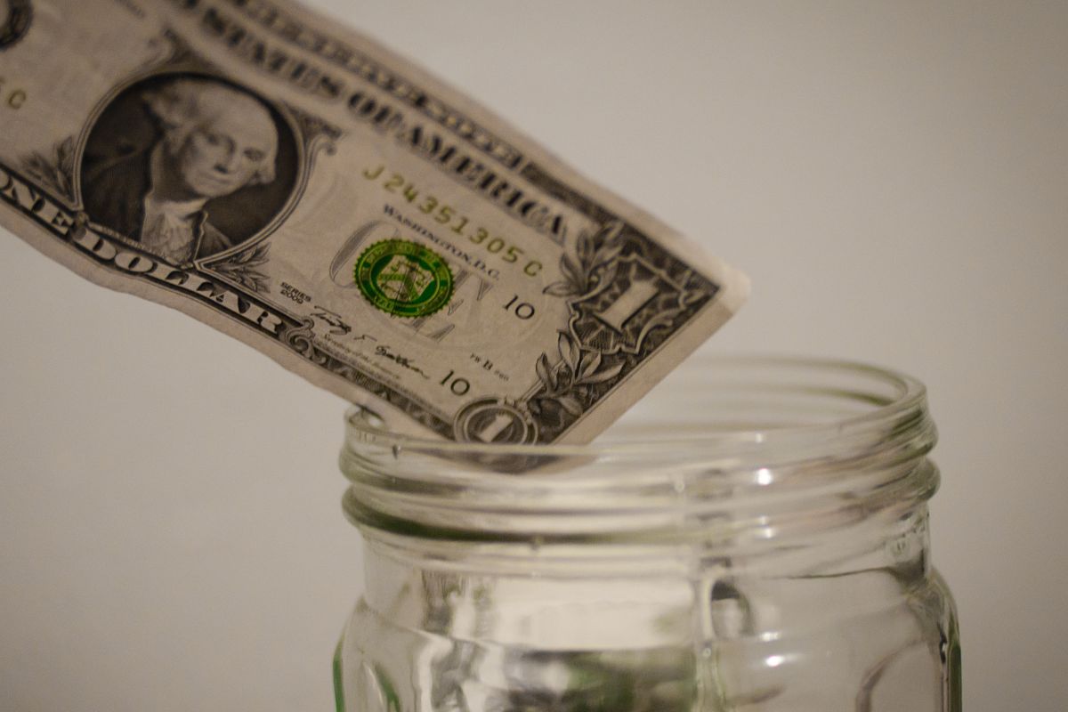 The photo shows saving money.