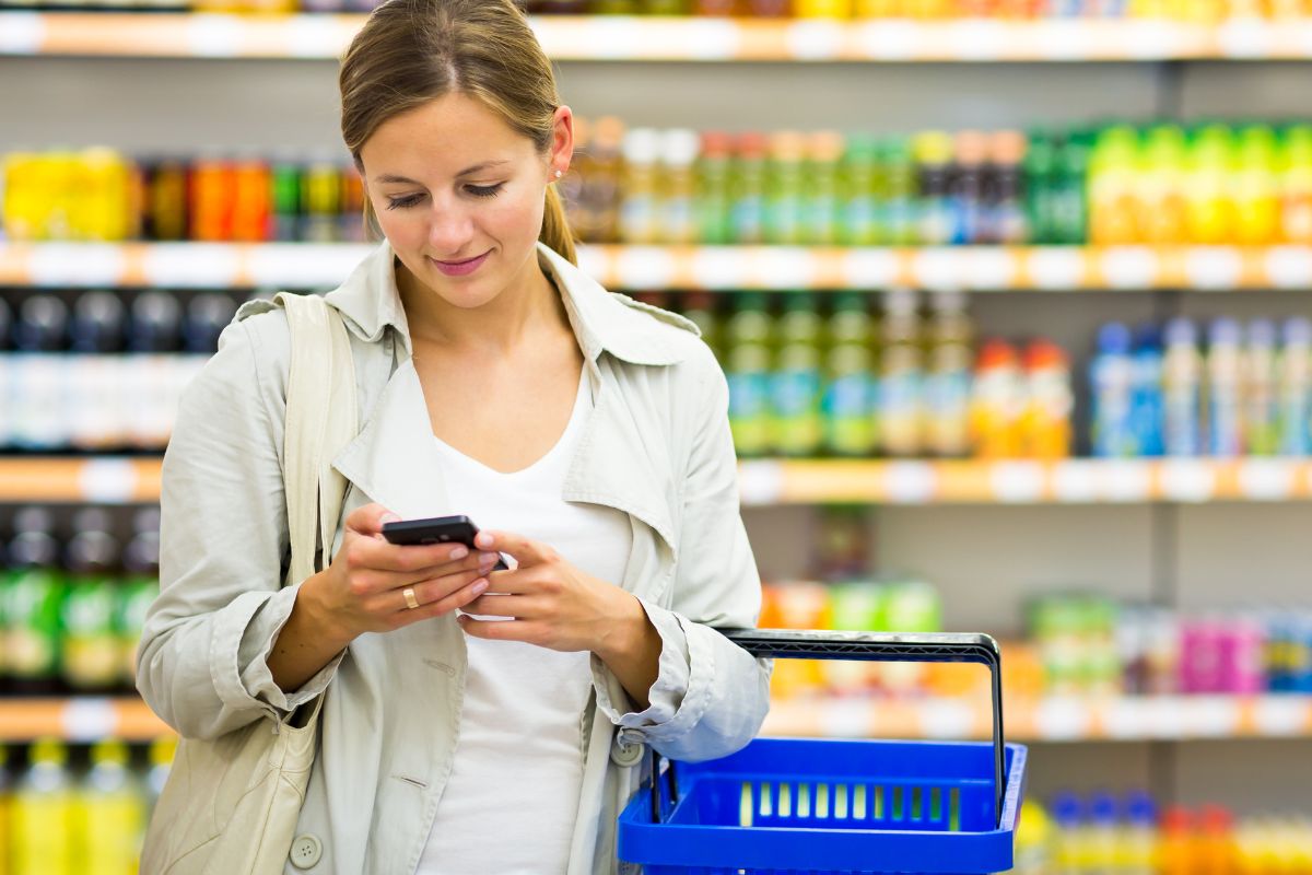 A woman shopping for groceries.