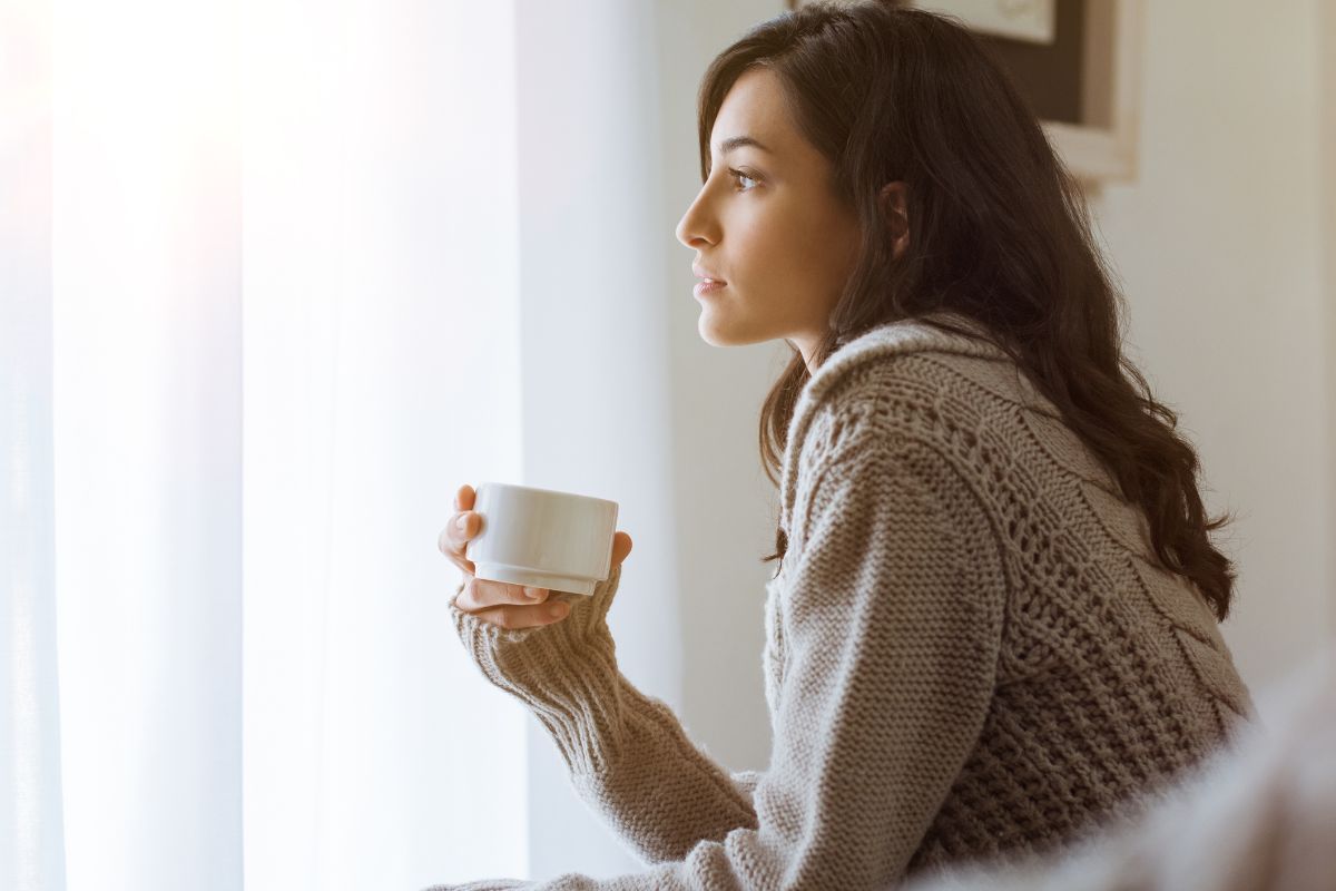 Picture of a woman reflecting.
