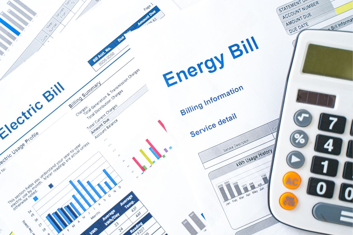 The picture shows energy bill statements.