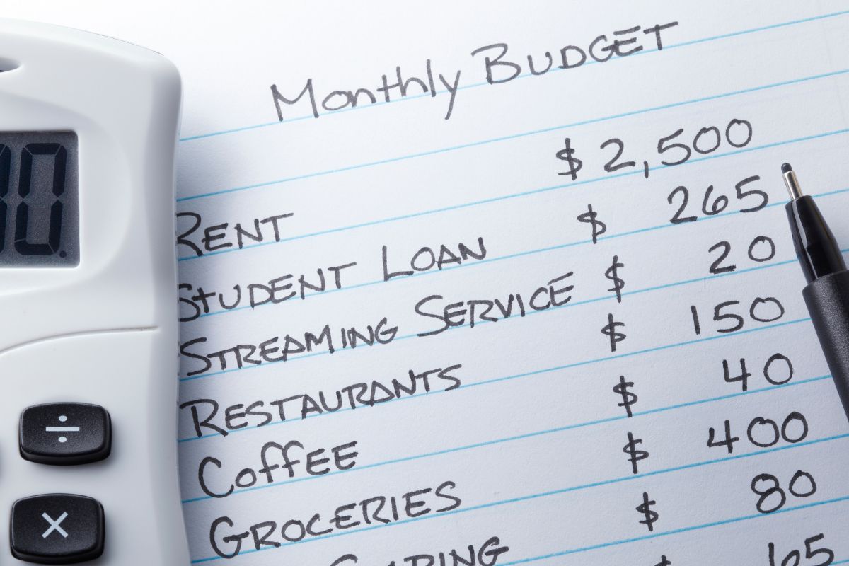 The picture shows a monthly budget.