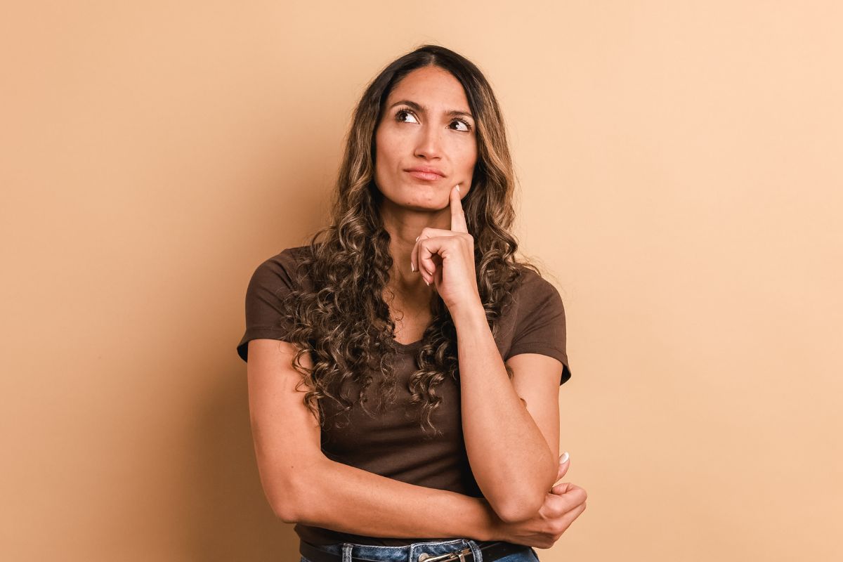 A woman thinking.
