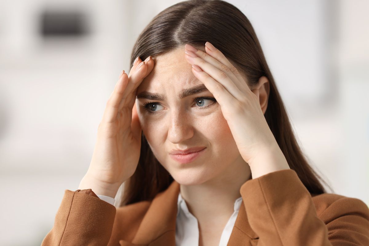 Picture of an embarrassed young lady.