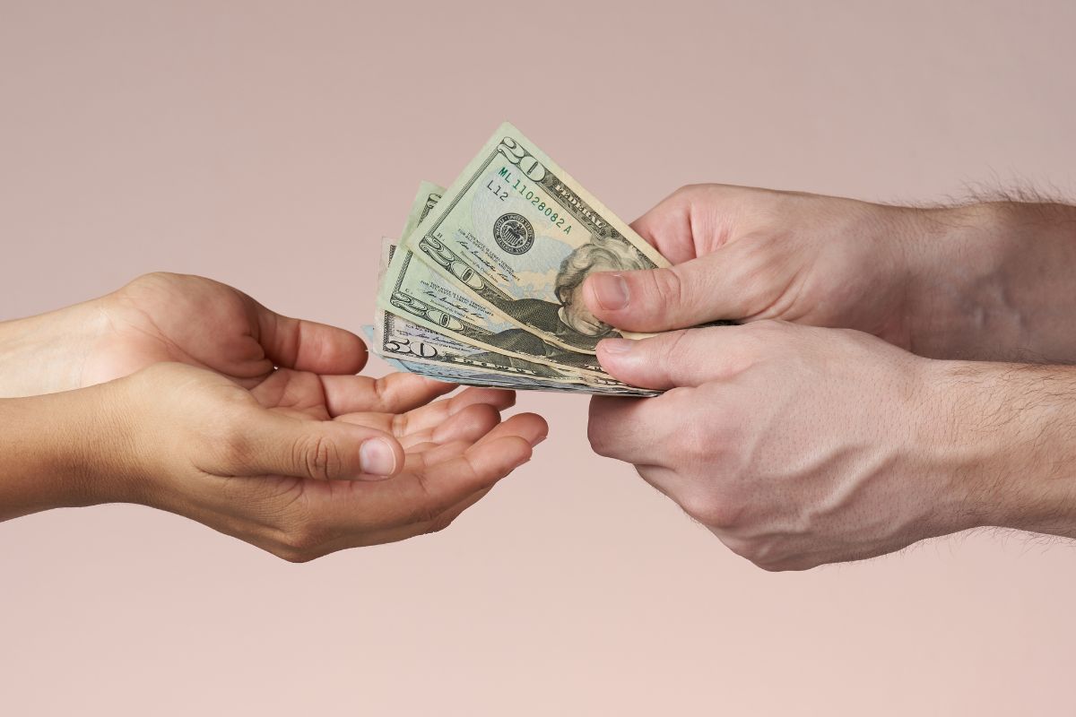 The image shows borrowing money.