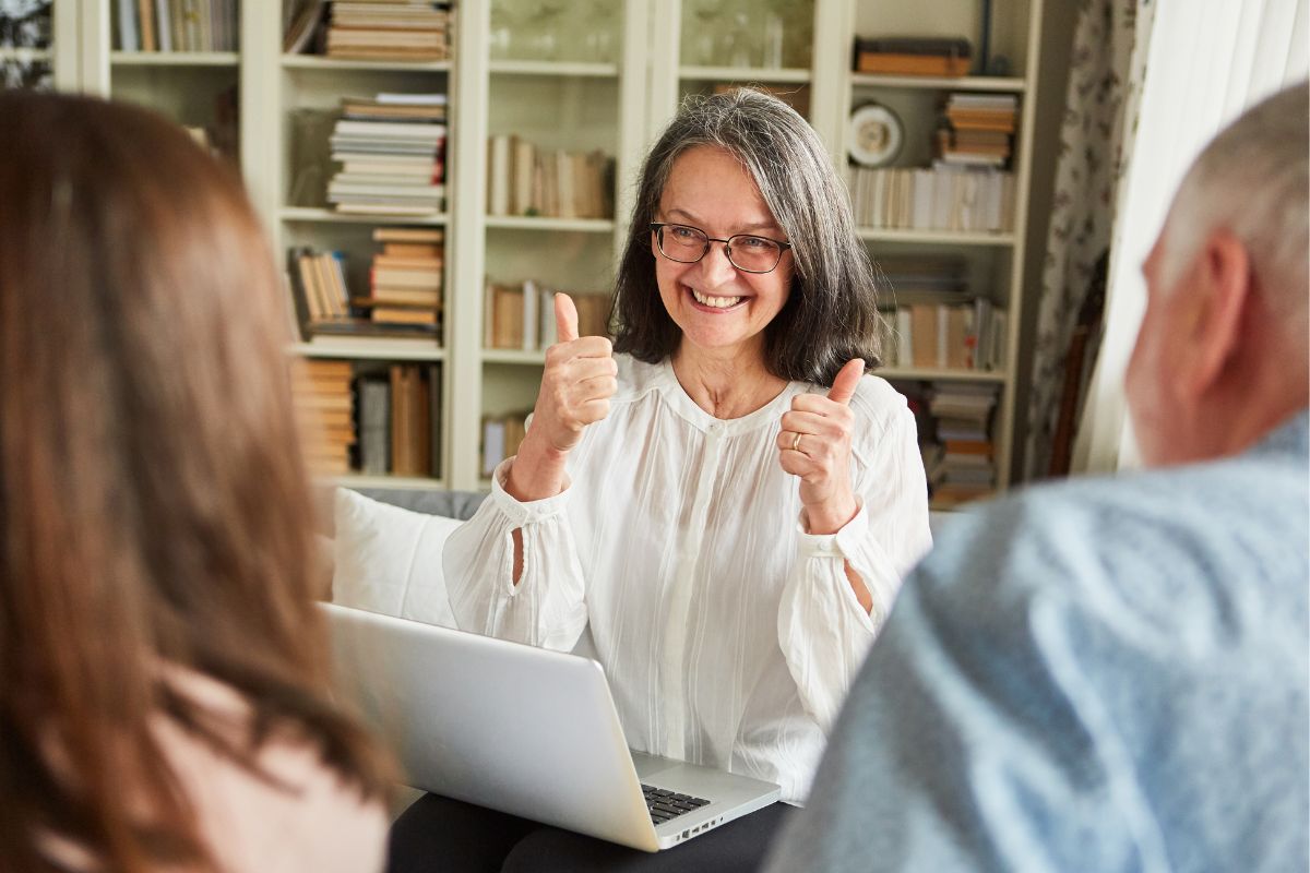 A senior couple applying for reduced property taxes.
