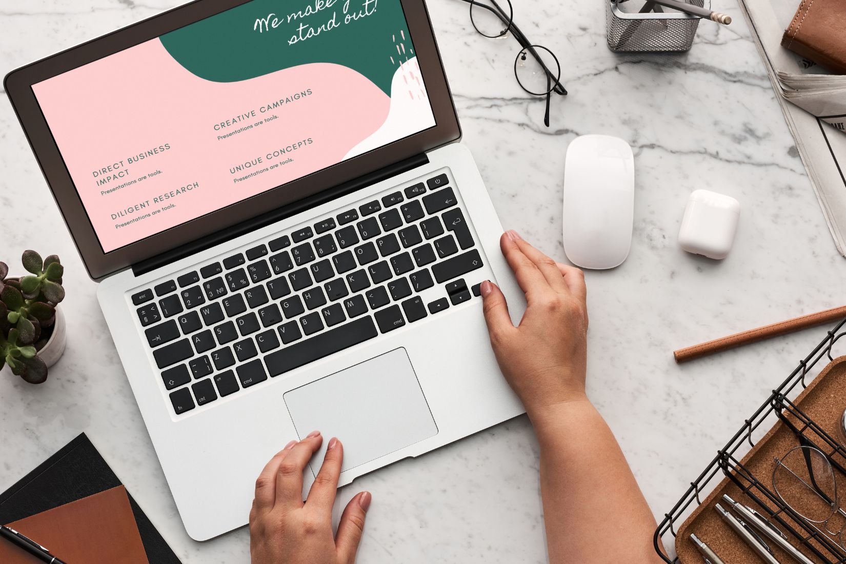 A woman selling digital products.
