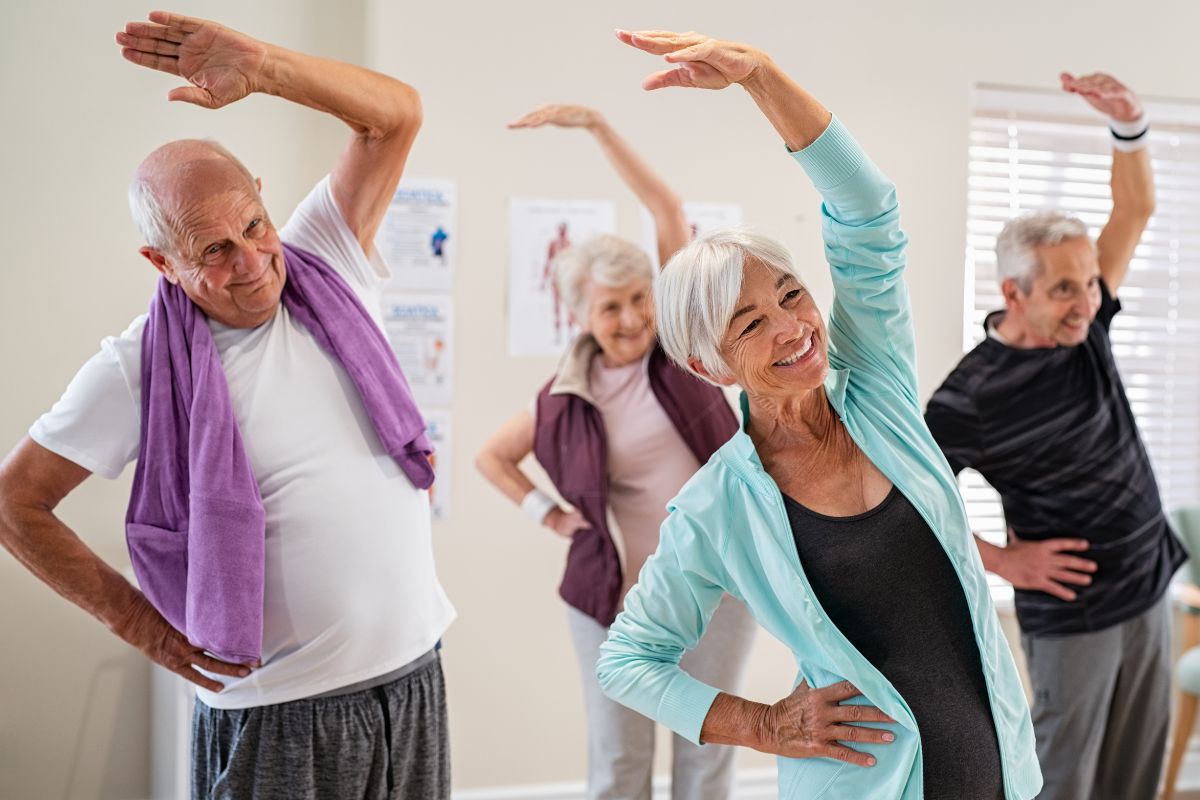 Group of seniors exercising.