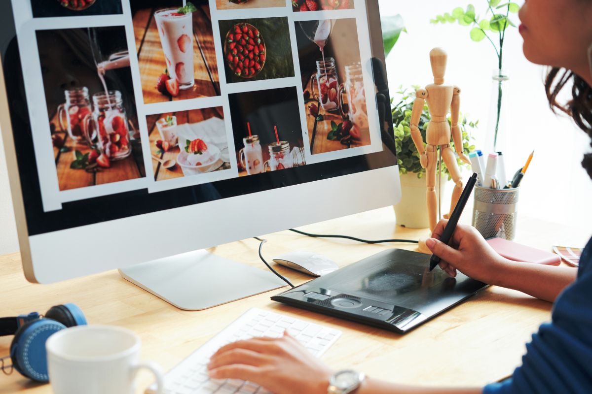 Picture of a woman selling stock photos online.