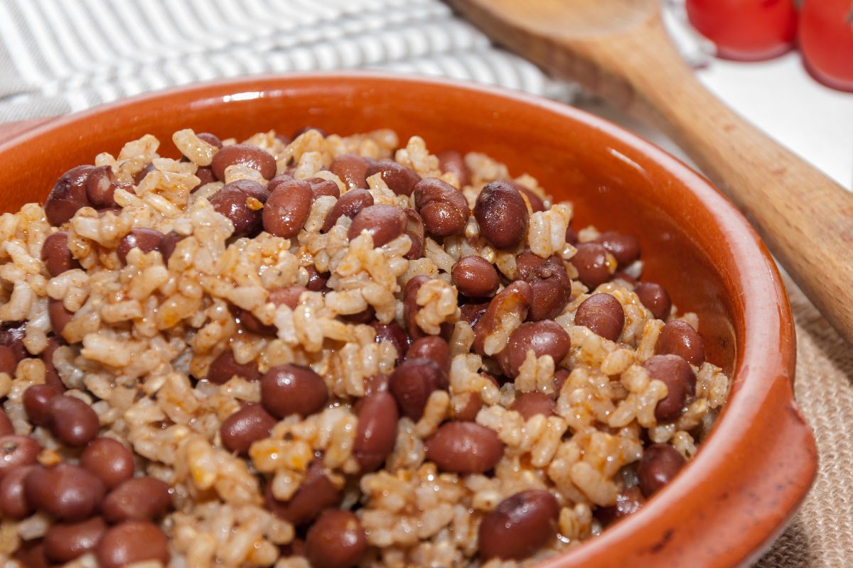 Image of rice and beans in a bowl.