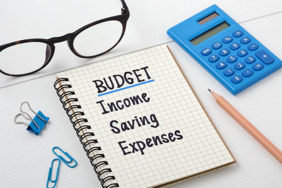 Image of a notebook with budget content.