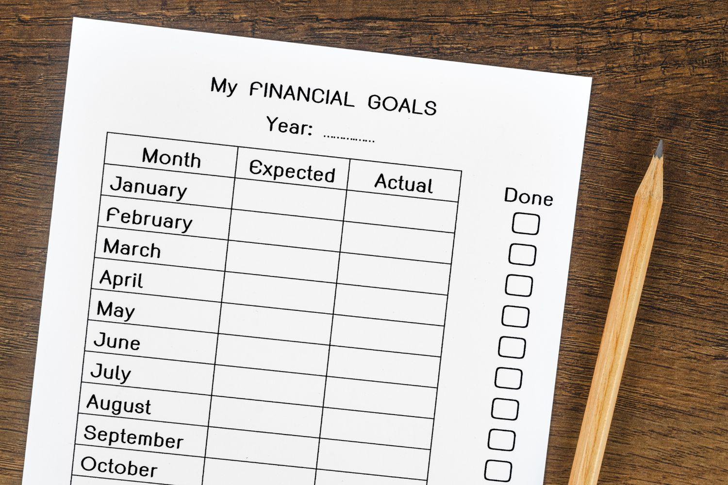 Image of financial goals.