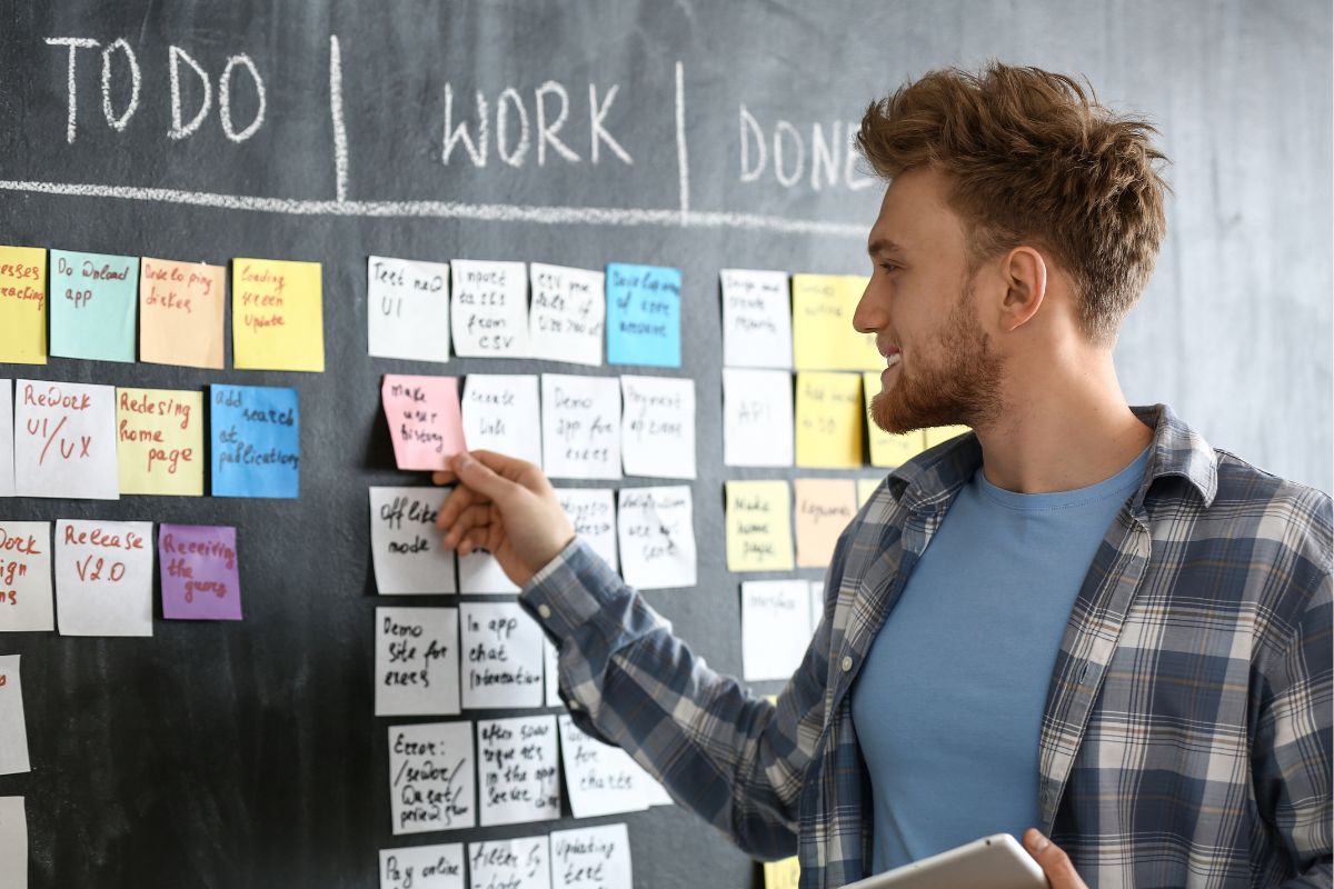 Photo of a man breaking his tasks into groups.