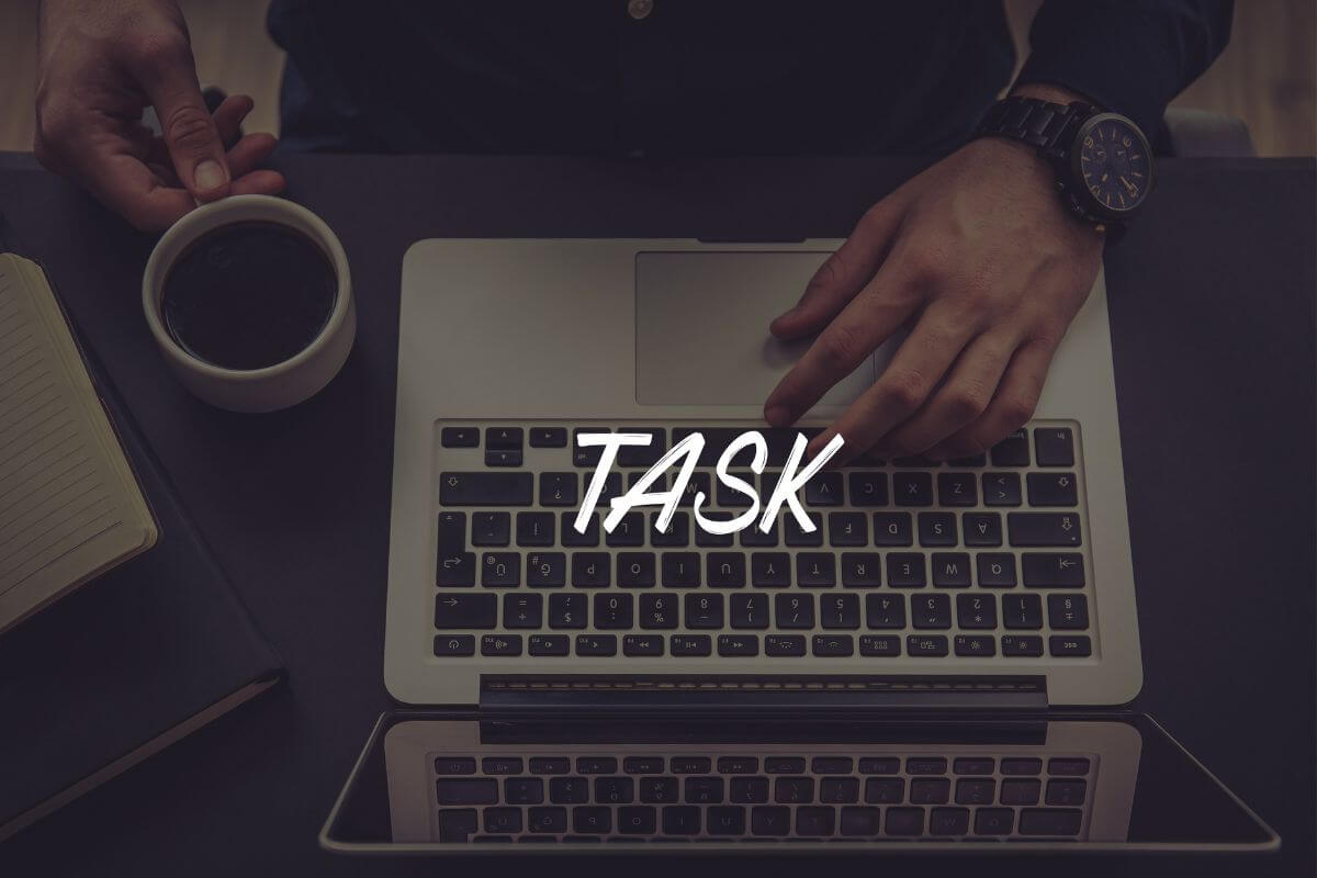 The picture shows a man working on his task.