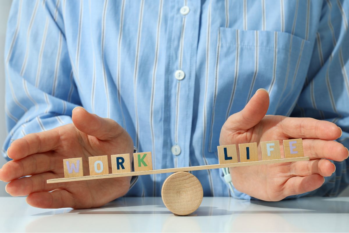 Photo of a woman setting boundaries for work and life.