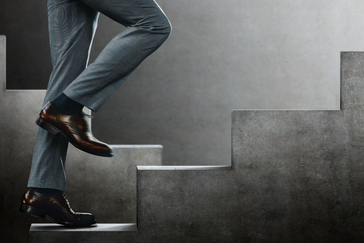 Image of a man taking steps.