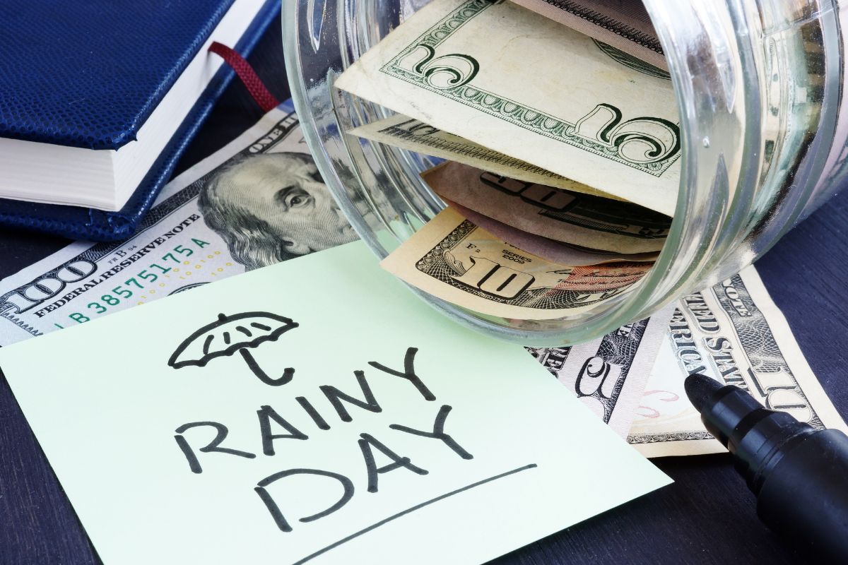 Photo of a rainy day fund.
