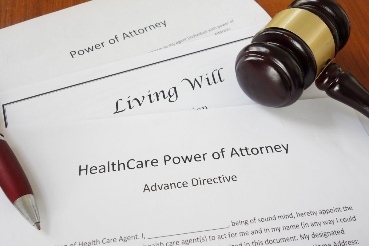 Picture of paper with healthcare power of attorney form.