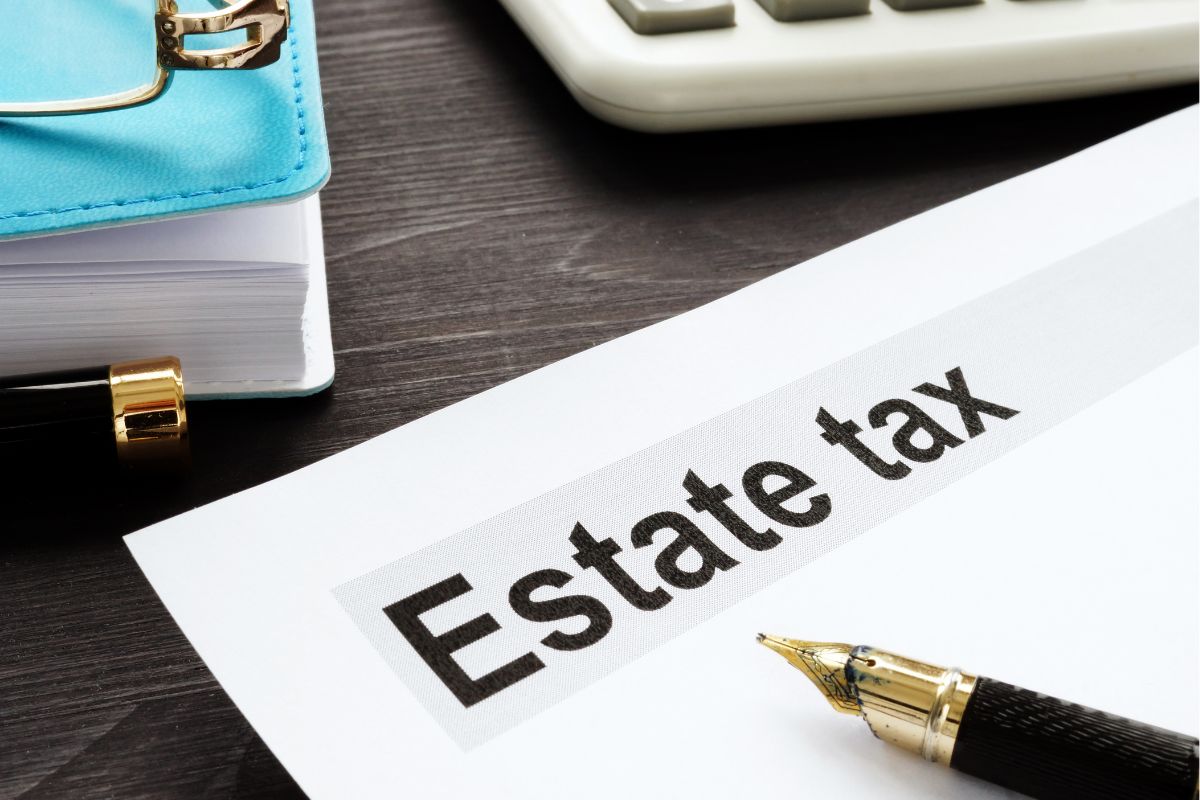 The picture shows a paper with estate tax wording.