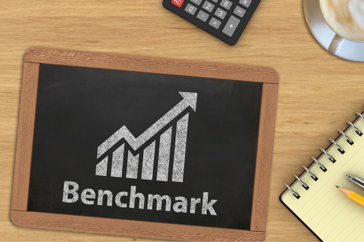 Picture of a board with benchmark graph.