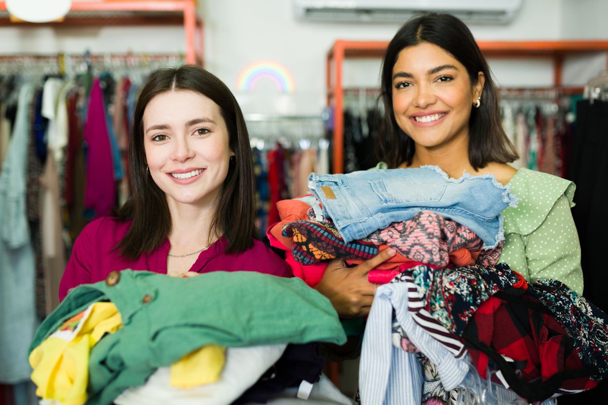 Picture of women buying in bulk of clothes.