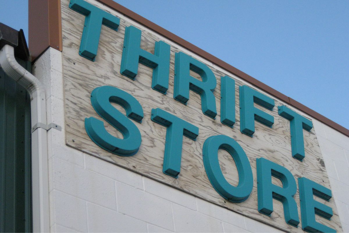 The picture shows a thrift store.