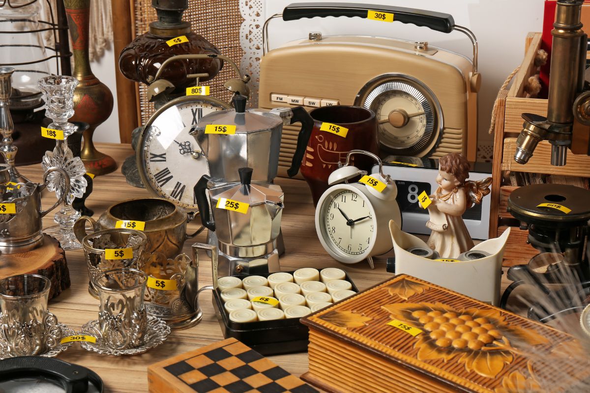 The picture shows items for sale.