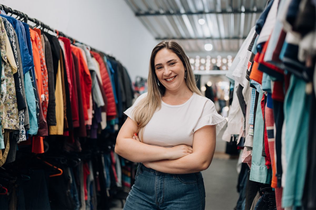 The picture shows a thrift store owner.
