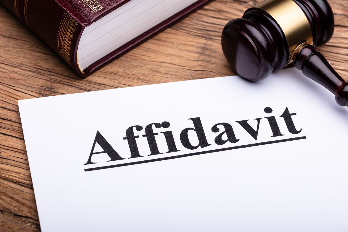 Picture of paper with affidavit wording.