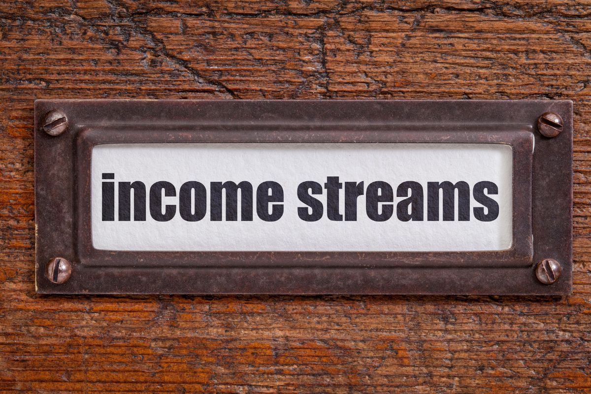 The picture shows income stream signage.