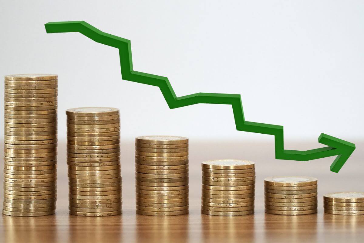 The picture of stack coins and a decreasing arrow refers to the ways to reduce liabilities to control you have over your financial future.