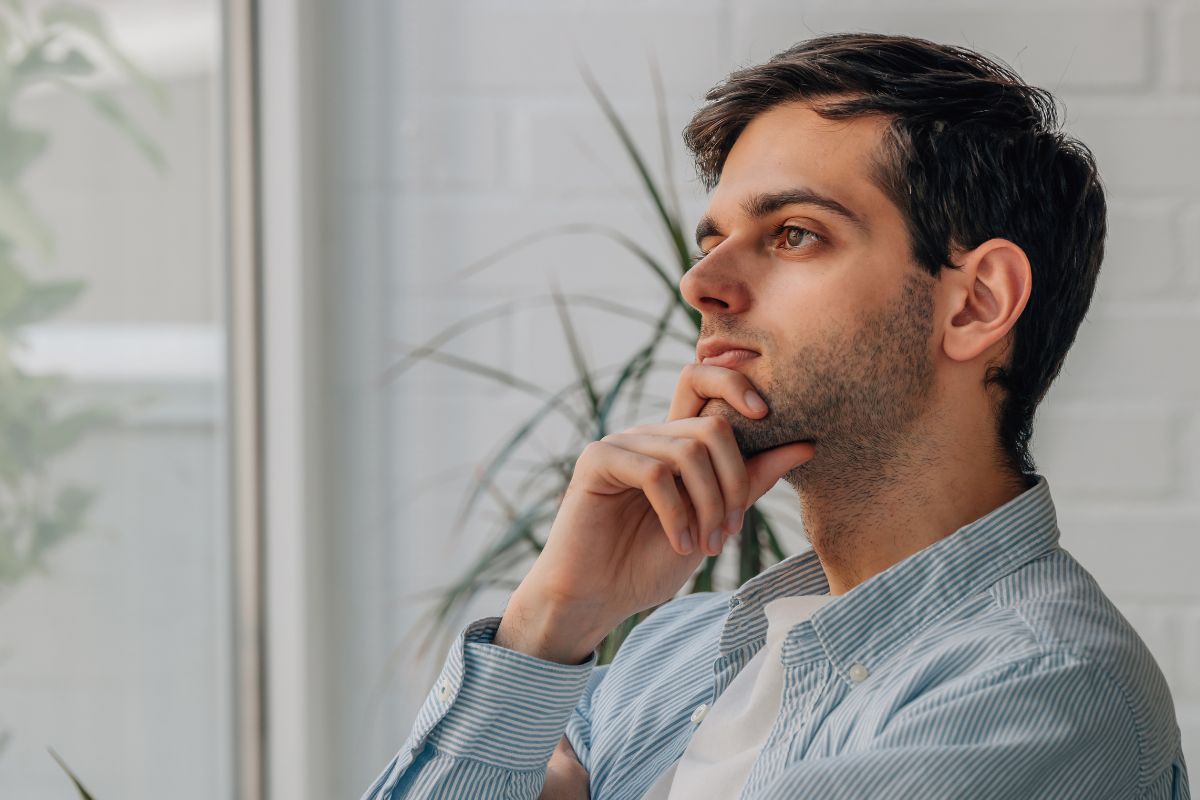Image of a man thinking.