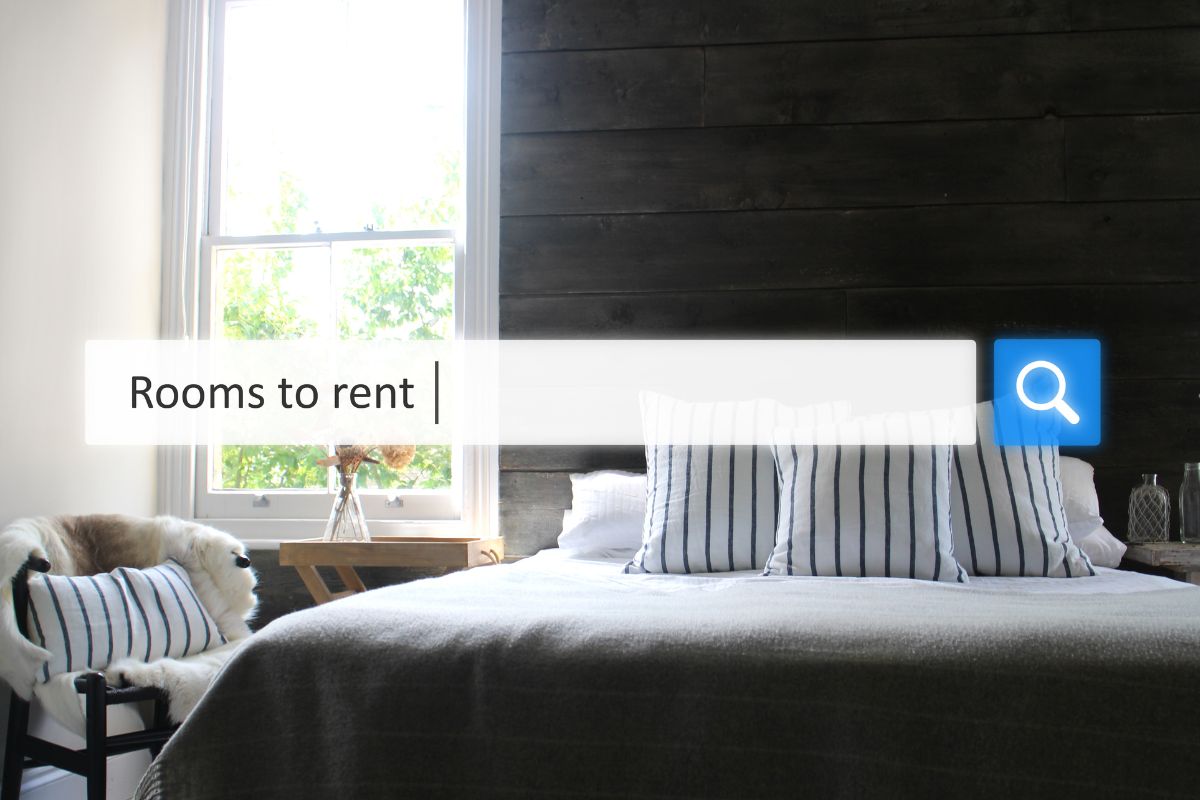 The image shows room for rent.