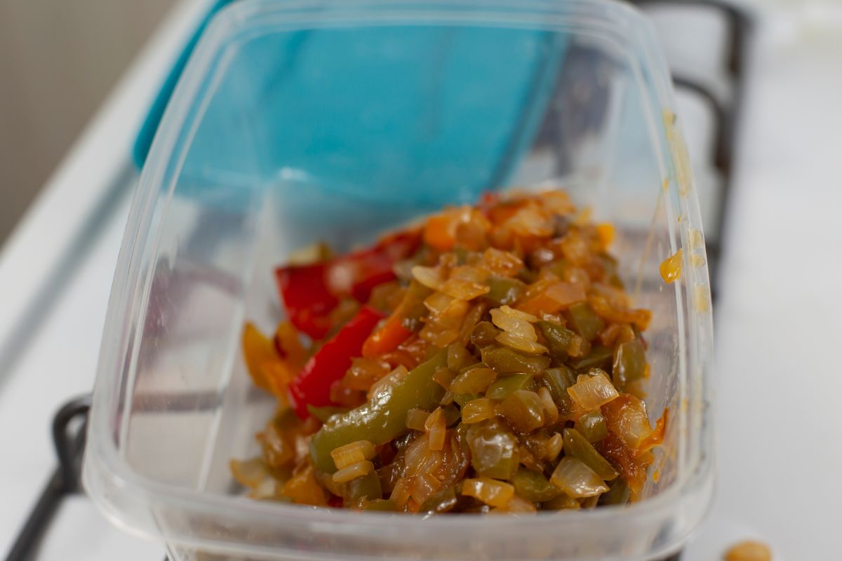 The photo shows leftovers in a container.