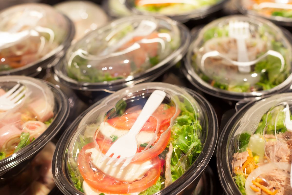 Photo of pre-packaged salads.