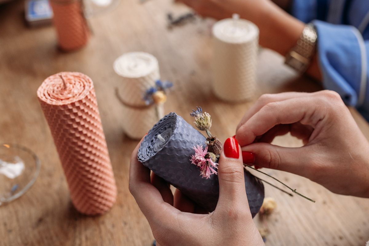 Picture of a woman making DIY candles.