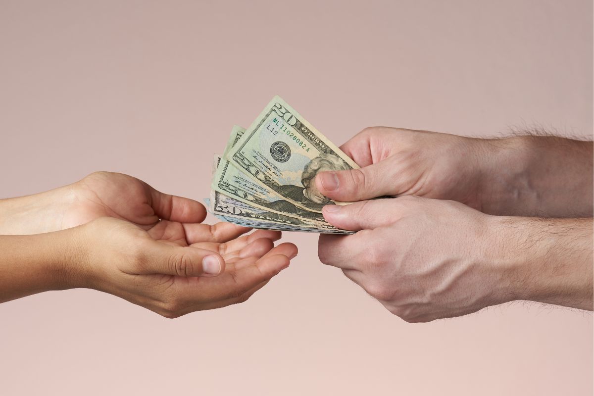 The picture shows borrowing money.