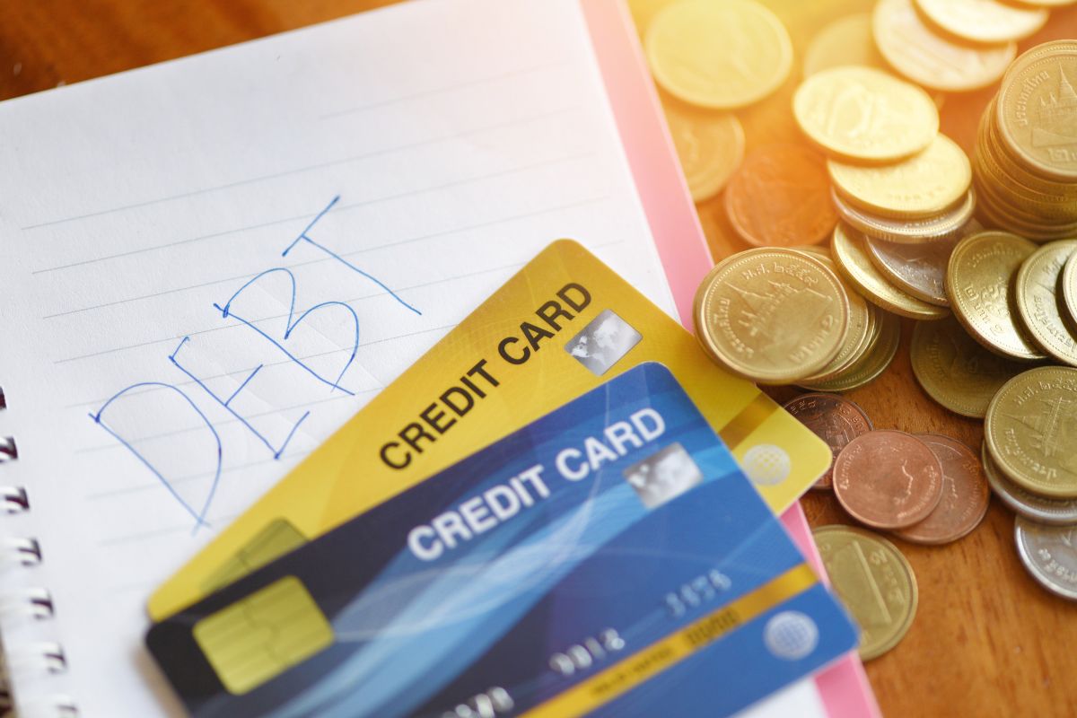 Photos of credit card debt.