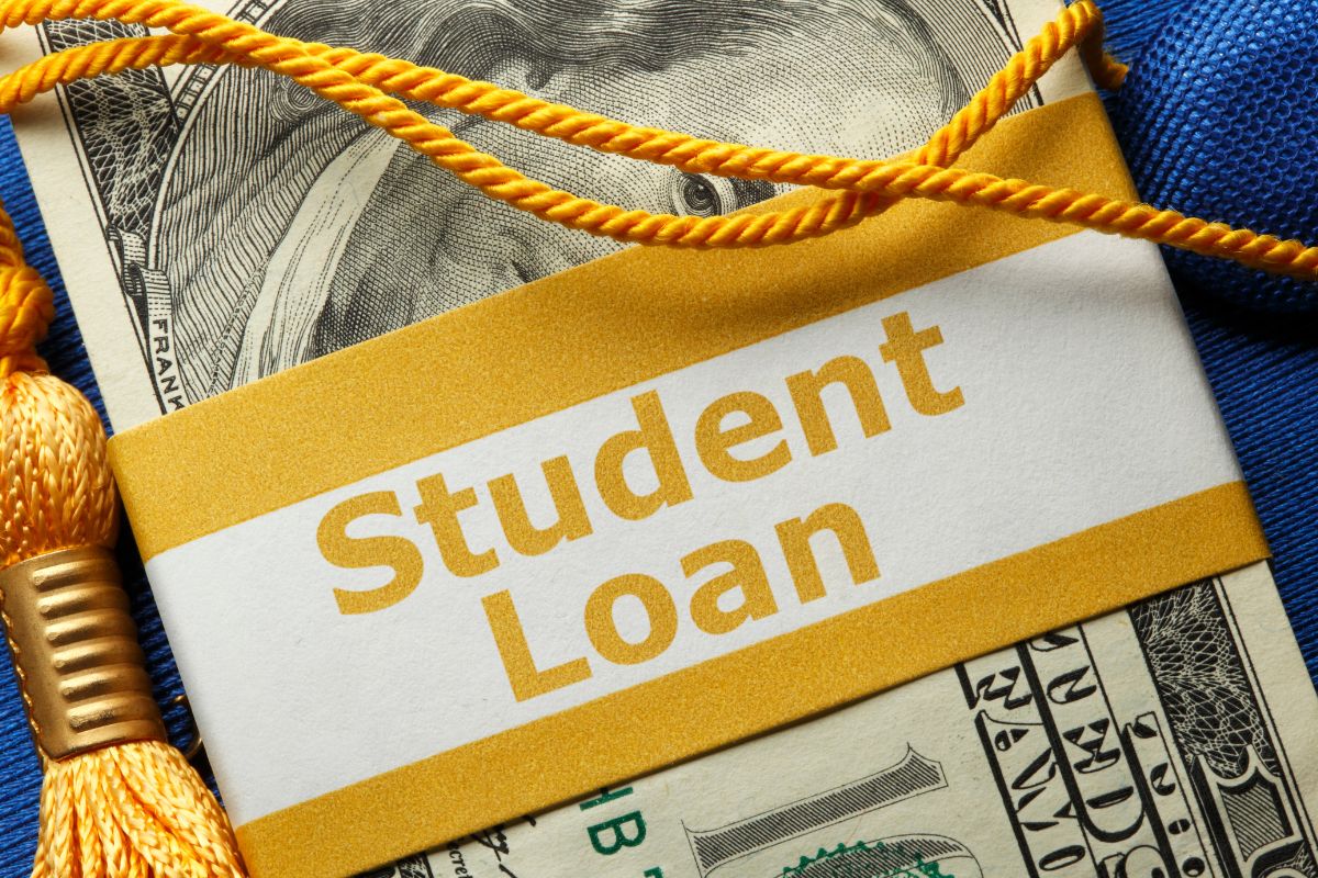 Image of student loan money with tassel.