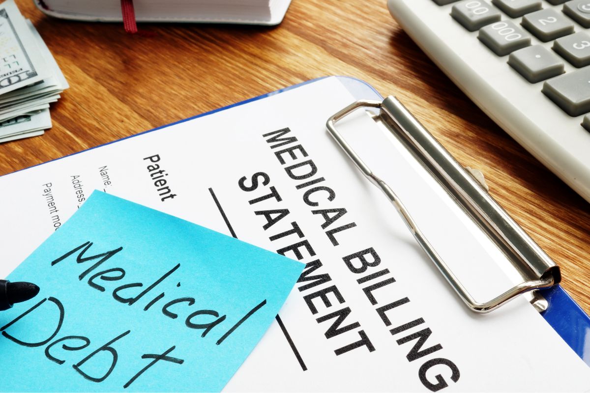 The picture shows a paper with a medical billing statement.