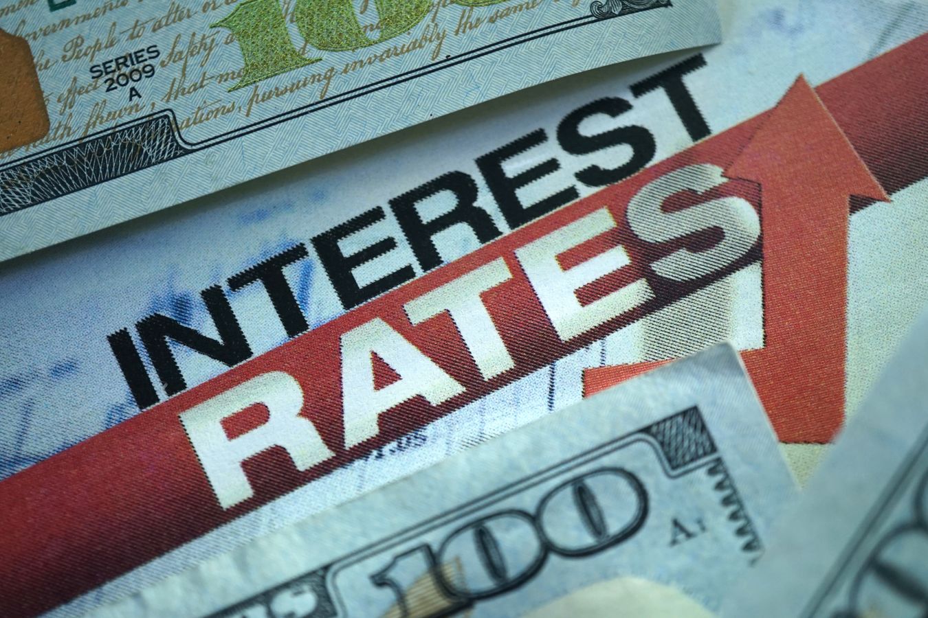 The image shows money and interest rates wording.