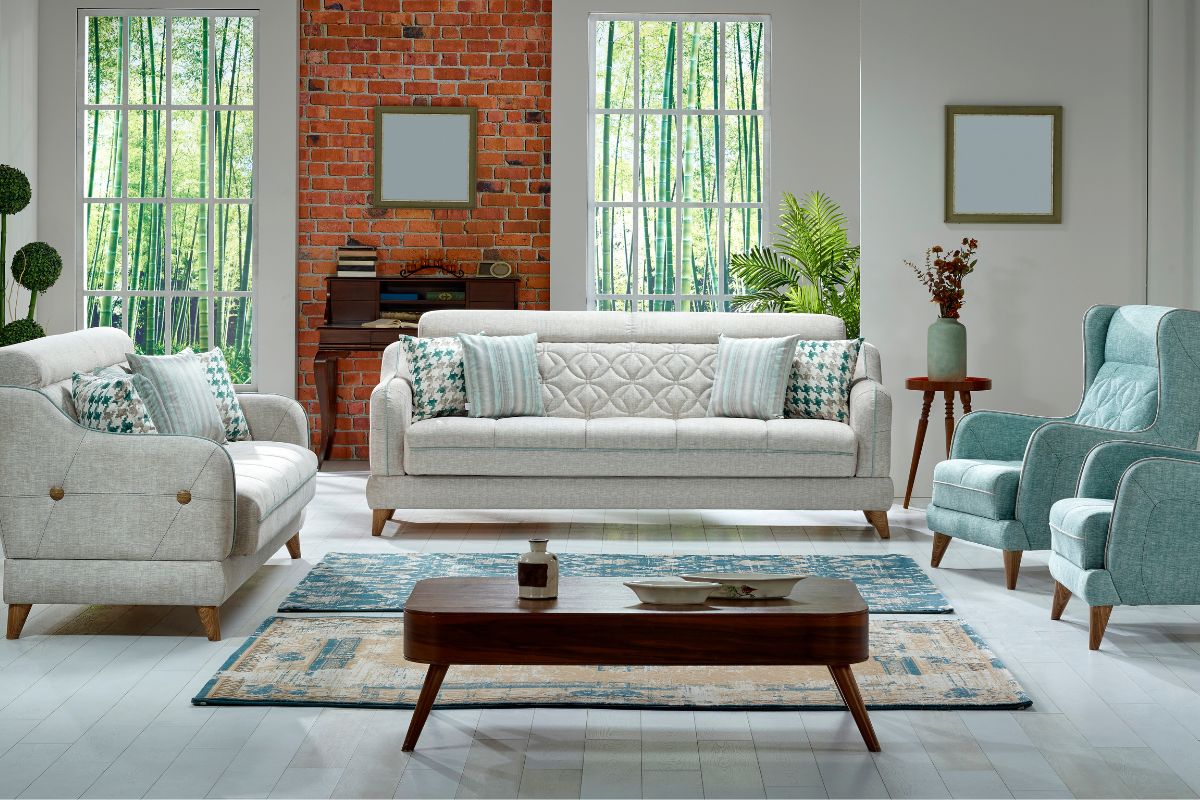 The photo shows cozy furniture.