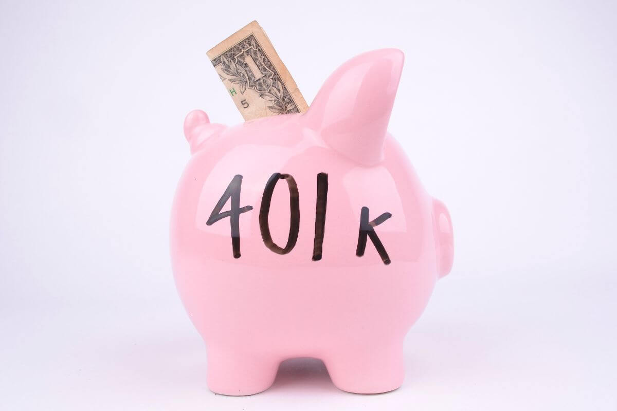 The picture shows a piggy bank with one-dollar bills which means to max out the retirement account to grow savings and become financially ready in the future.