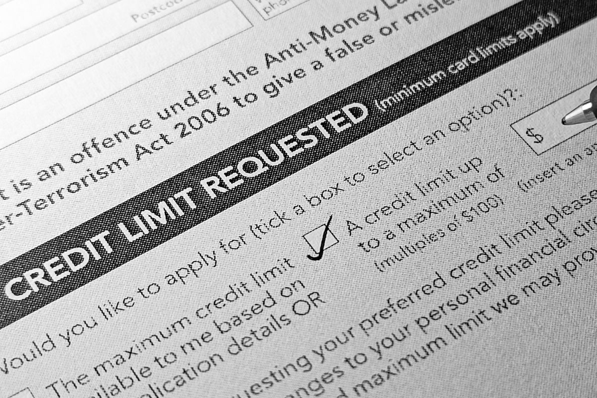 The picture shows a form of credit limit request form.
