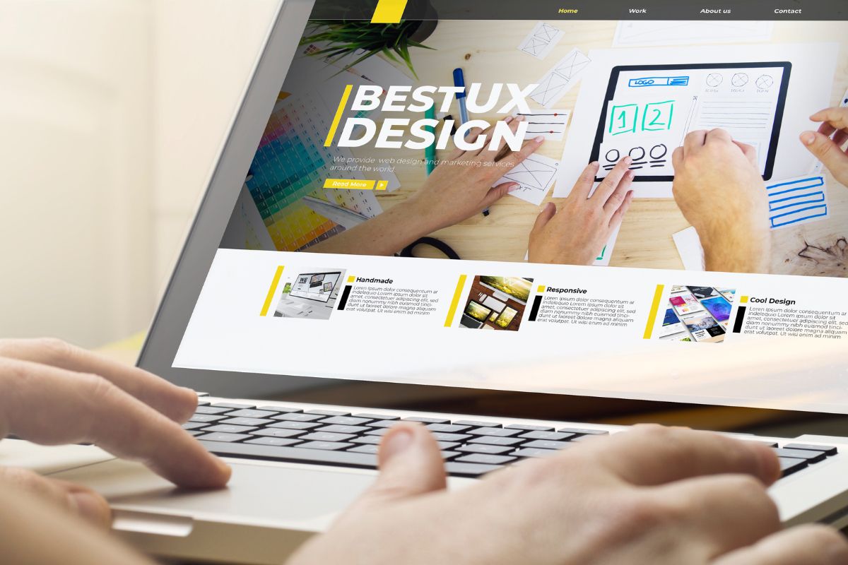 Image of a man's hand testing website usability.